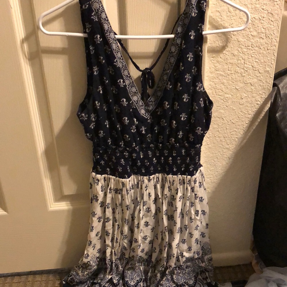 navy and white dress